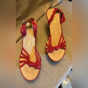 Miss Trish Elegant Red Braided Women's Sandals